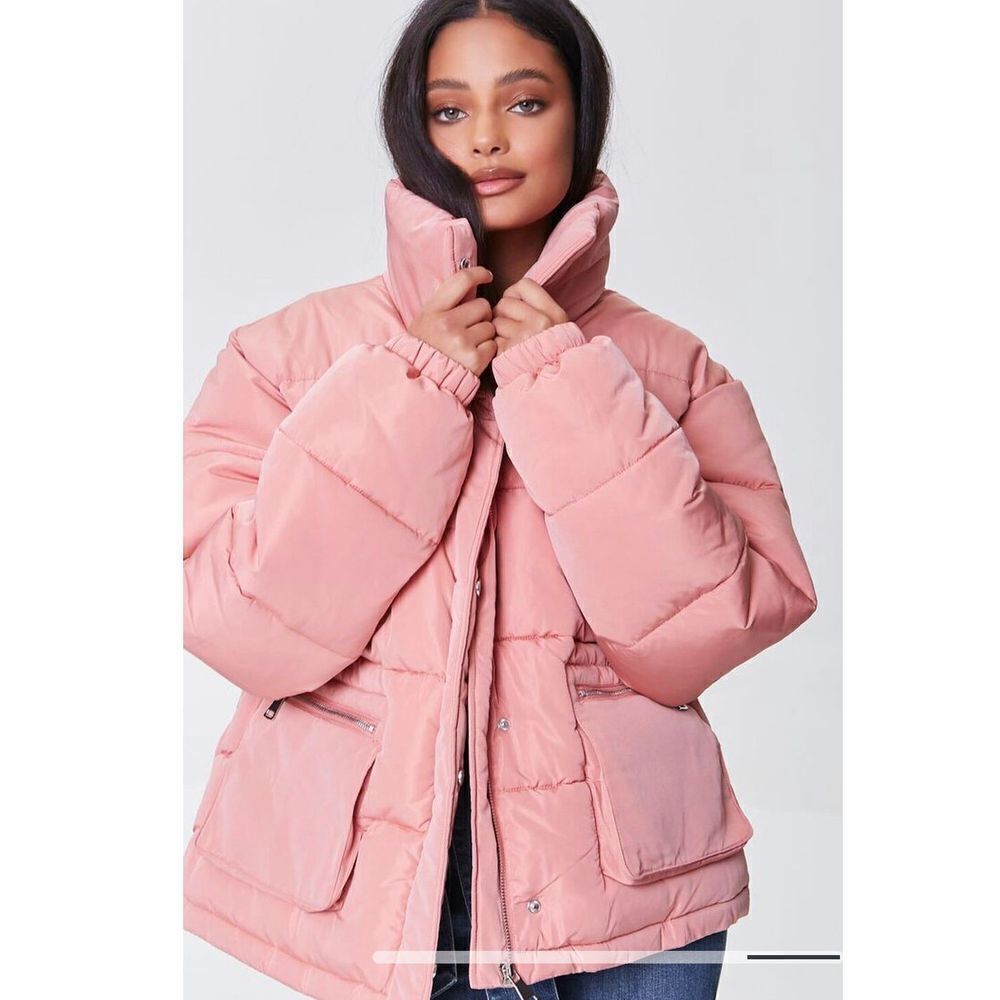 Pink blush puffer bubble zip up jacket Size Large New - Picture 9 of 9